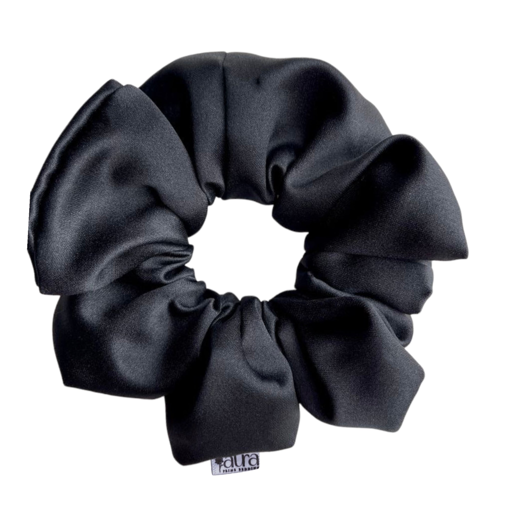 Scrunchie Negra en Satín I Anti frizz, quiebre, enredos y caída capilar